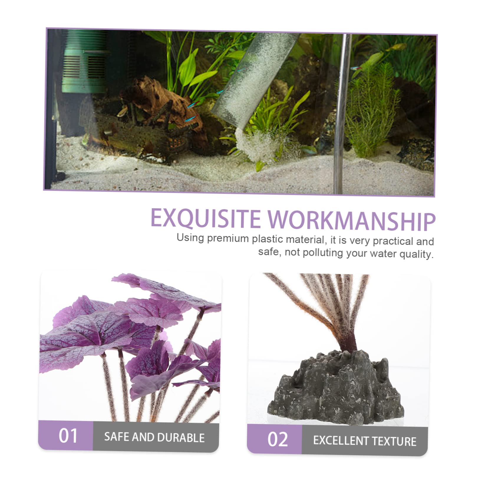 Yardwe 3 Pièces Aquarium Aménagement Paysager Plantes d'eau Aquarium Eau Fausse Plante Ornements D'Aquarium Fausse Planta Décoration D'Aquarium en Plastique Plantes d'eau