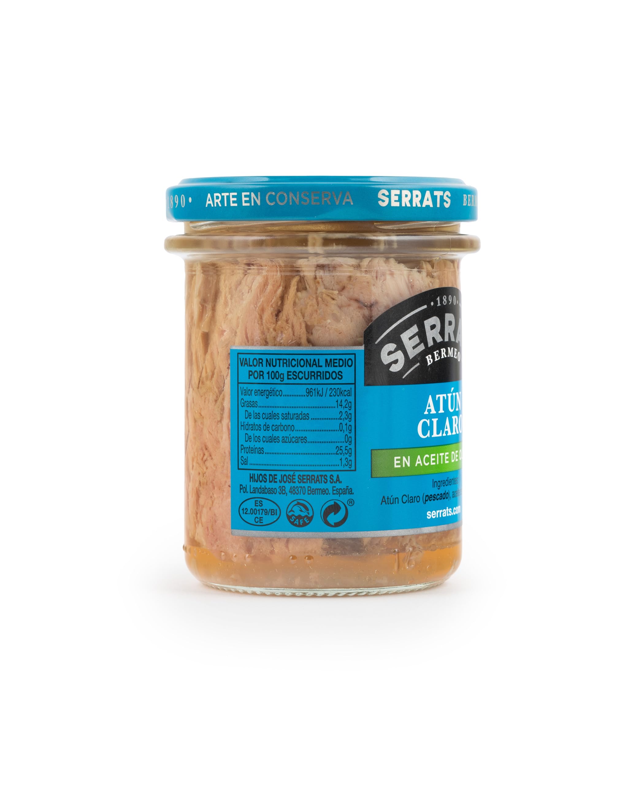 Conservas Serrats - Atún Claro en Aceite de Oliva - Frasco de 190g