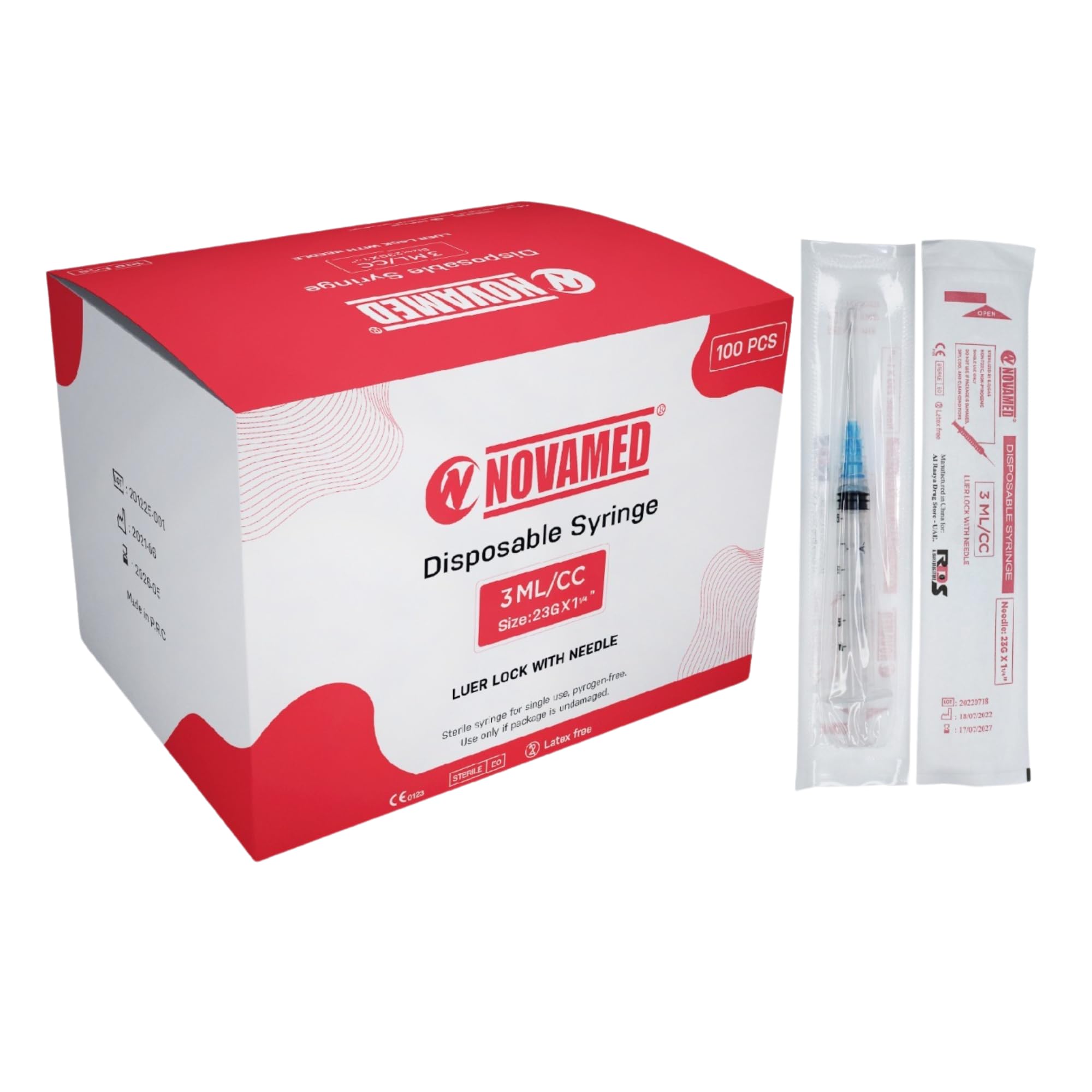 Novamed Disposable Syringe 3ML 23g With Luer Lock, Ndl Bundle Of 20 Pcs