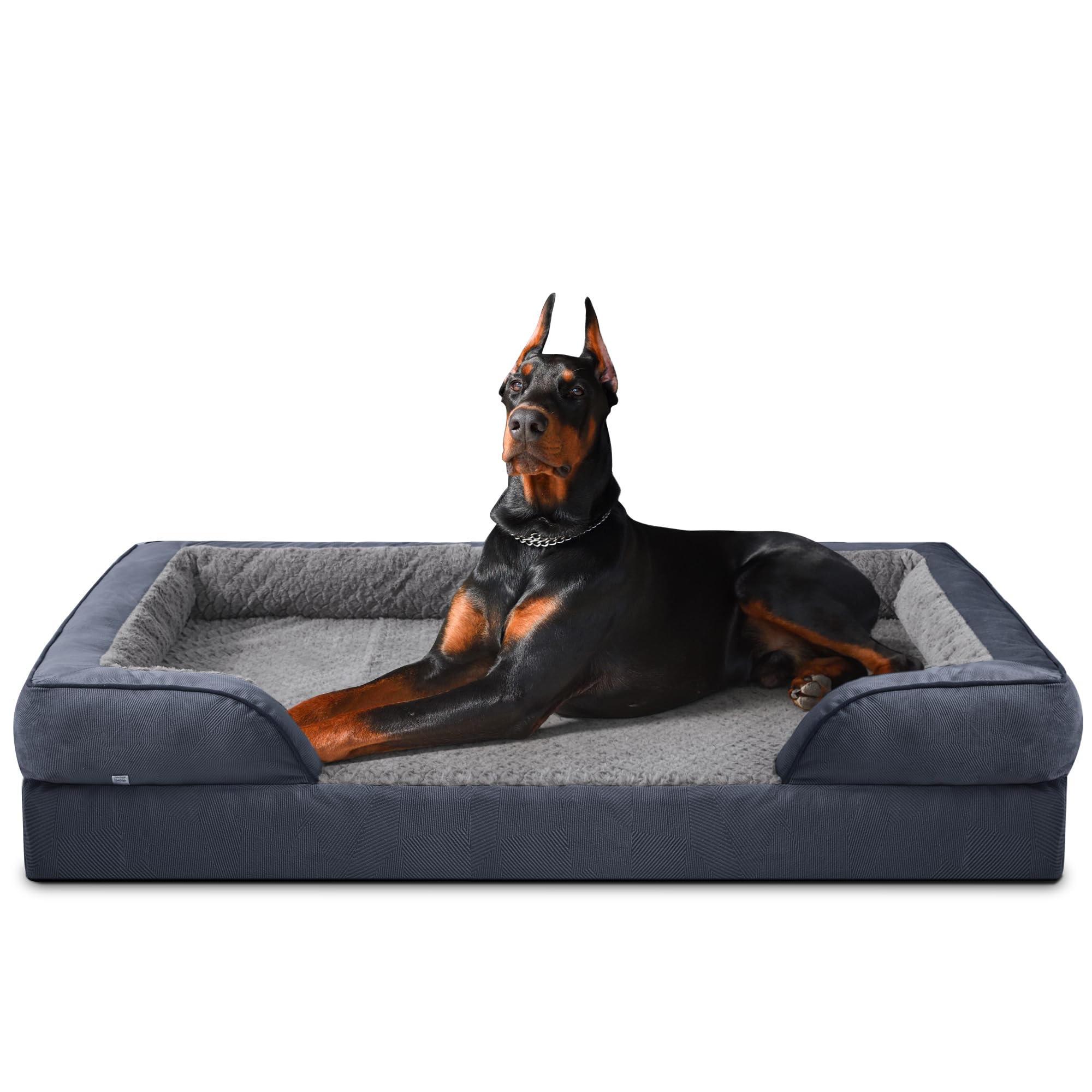 JOEJOY Cuccia Cane Interno Taglia XXL Grande, Cuscino Cane Impermeabile Sfoderabile e Lavabile, struttura a nido d'ape con tre Lati Rialzati Ortopedico, Cuccia Divano per Cani, Grigio