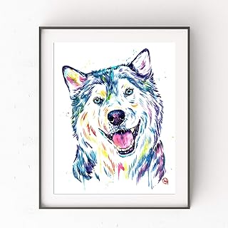Siberian Husky Wall Art by Whitehouse Art | Dog Mom Gifts, Dog Decor, In Memory Of Dog, Dogs Decor | Professional Print of Siberian Husky Original Watercolor Painting | Artwork For Home Walls