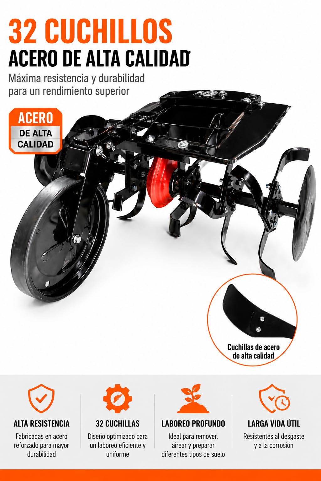Motoazada de Gasolina PG800-A, Hierro Forjado, 77x44x87 cm, 4 Tiempos, 93 kg