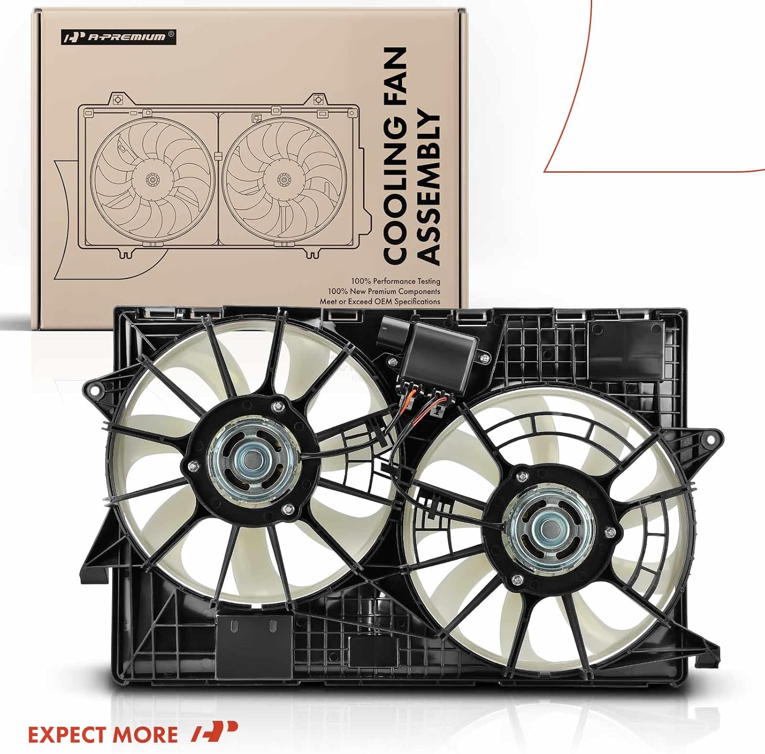 A-Premium Engine Radiator Cooling Fan Assembly Compatible with Select Jeep Models - KL Series Cherokee 2014-2023, 2.0L 2.4L 3.2L - Replace# 52014621AG