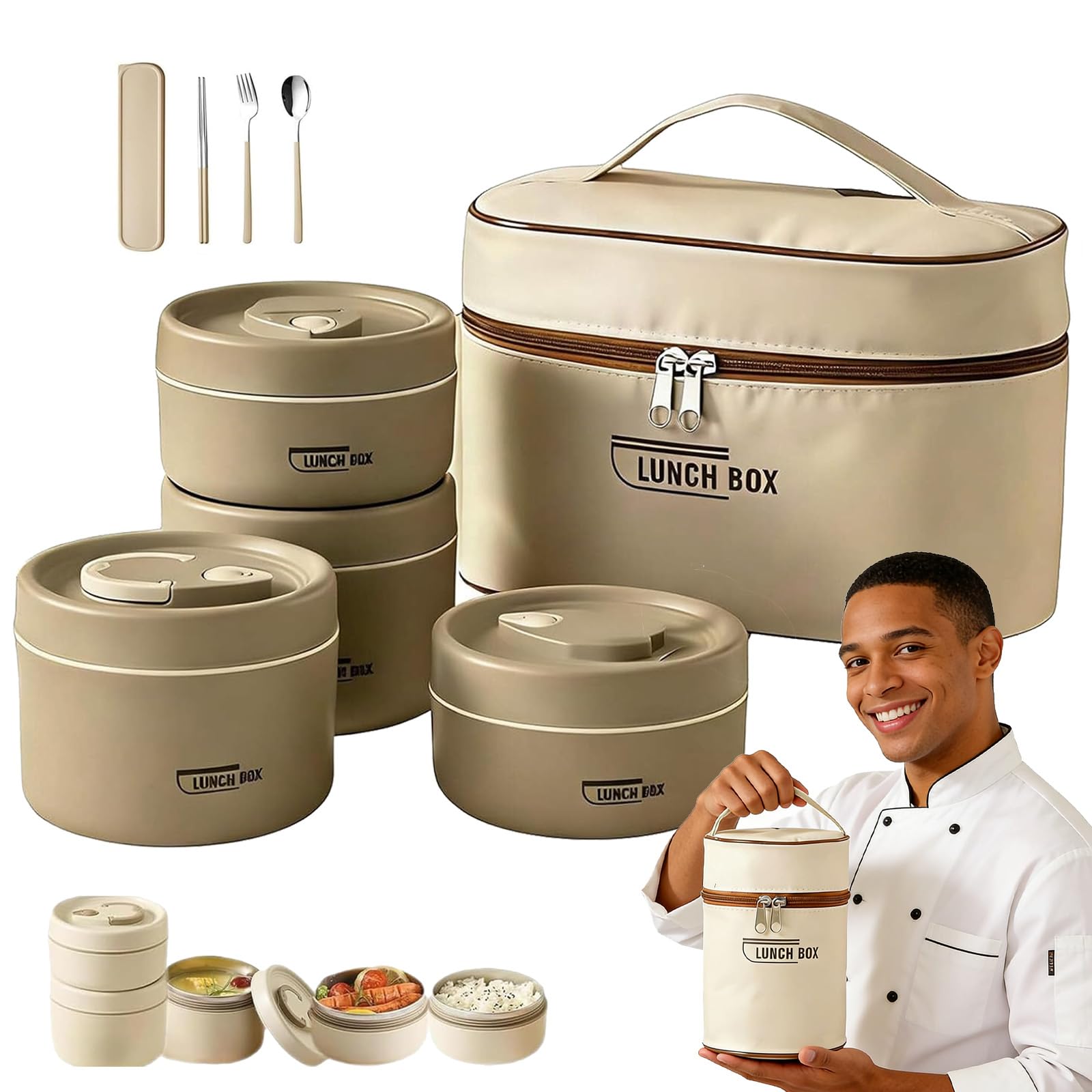 Portable Insulated Lunch Container Set 2 3 4 Tier Separate Stackable Stainless Steel Insulated Lunch Box with Insulated