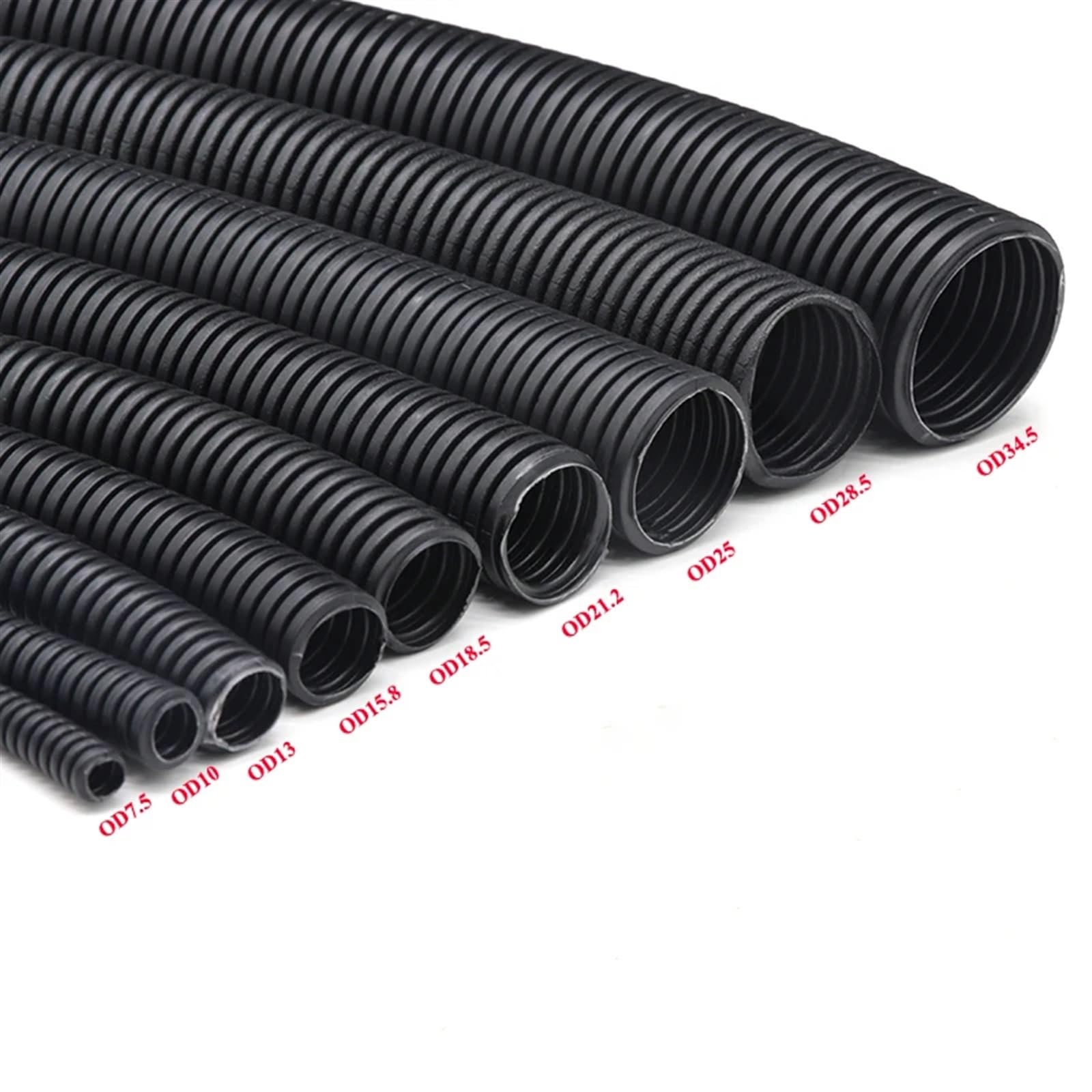 Guaina per Cavi Elettrici 1/5/10 M PP Isolato Tubo Corrugato Filo Tubo Filettatura Tubo di Plastica Tubo Corrugato Manicotto Protettivo 7.5mm-34.5mm(Black Closure,AD 25 X ID 20MM_10 Meters)