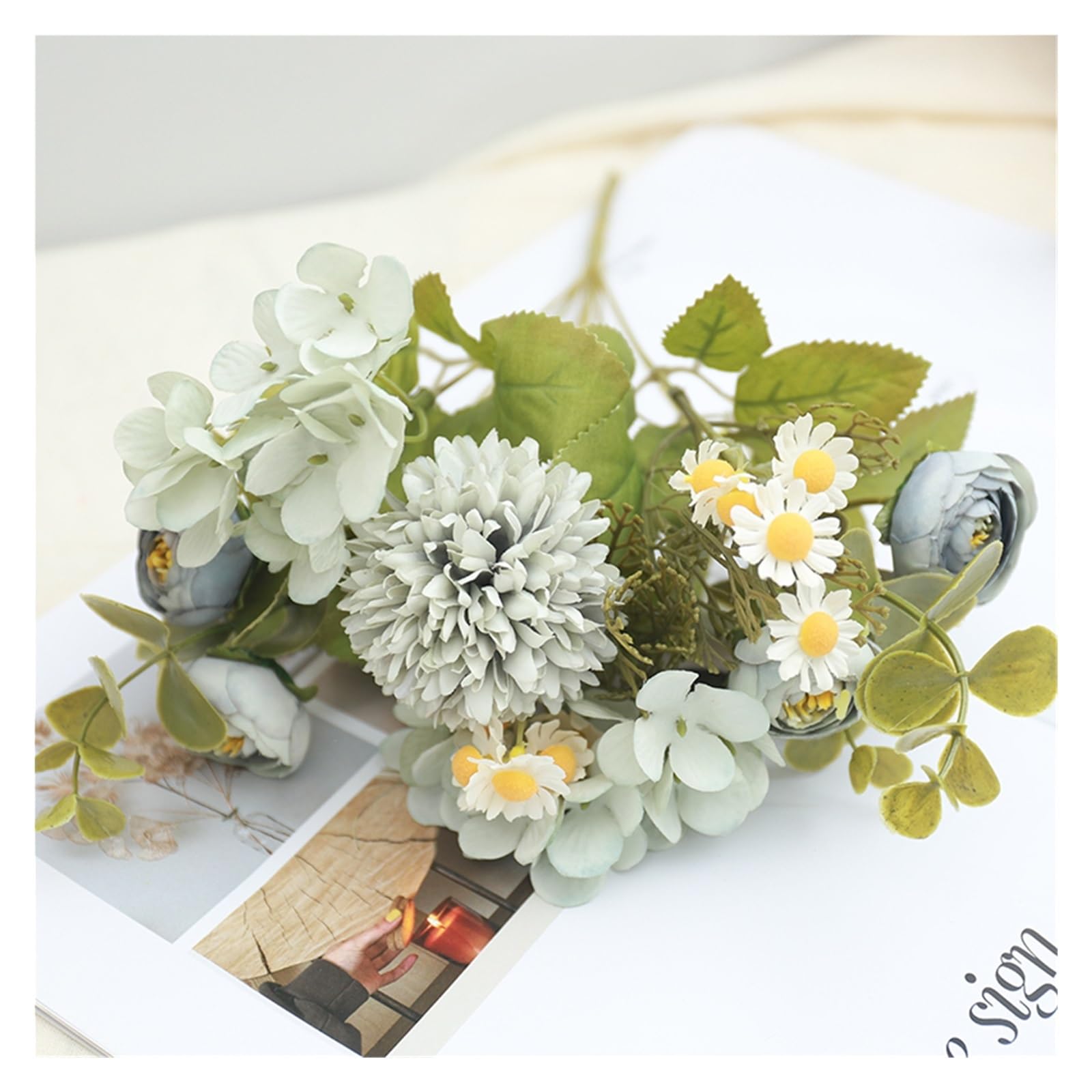 FonHNDG Artificial Flower Branches Delicate Silk Rose Tea Bud Sunflower Wedding Decoration Home Dandelion Hydrangea Artificial Flowers(Color2)
