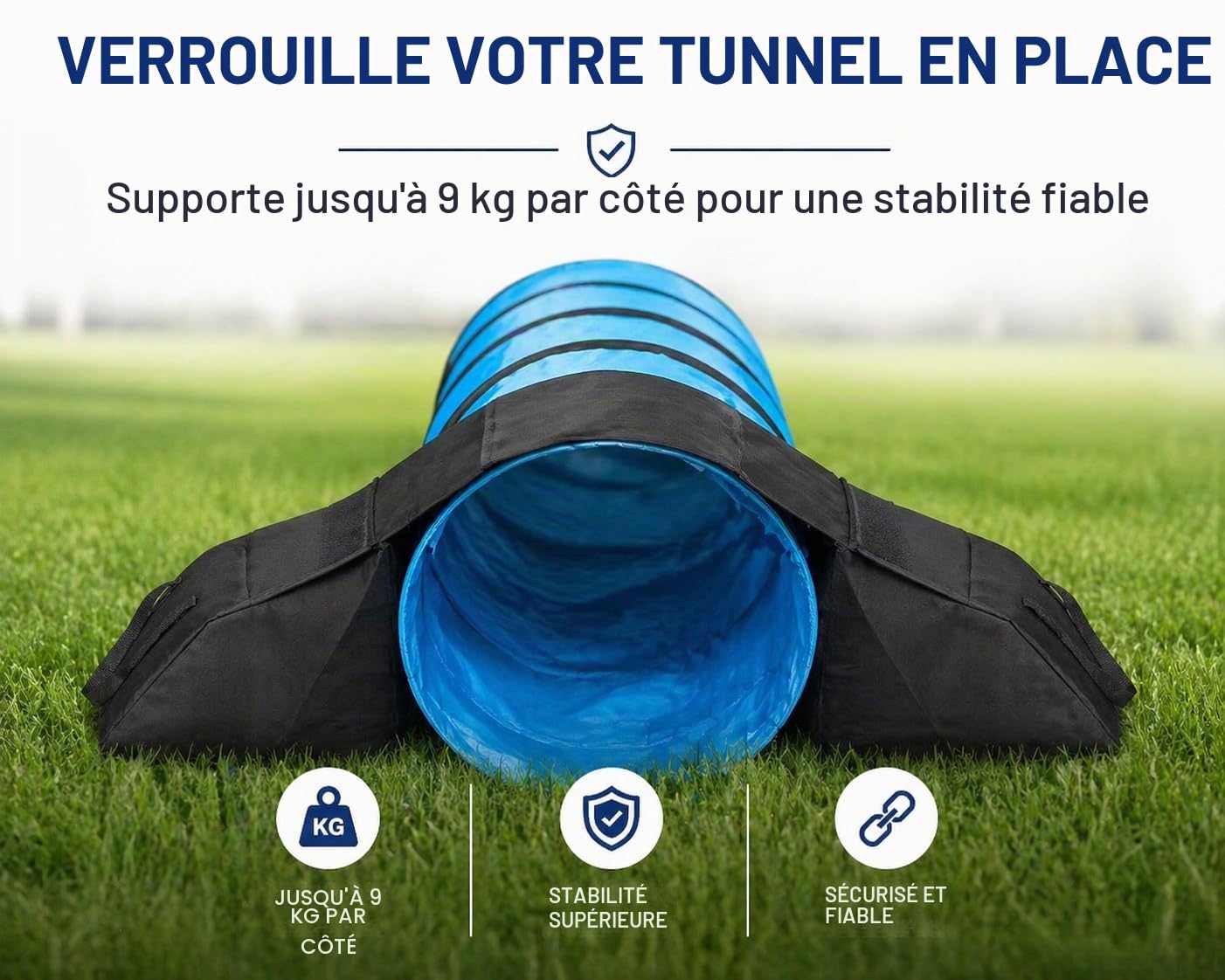IRSTBL Lot de 2 sacs de selle tunnel d'agilité pour chien - Poids très résistant et étanche pour tunnels de 45 à 61 cm - 9 kg de chaque côté - Avec sifflet d'entraînement