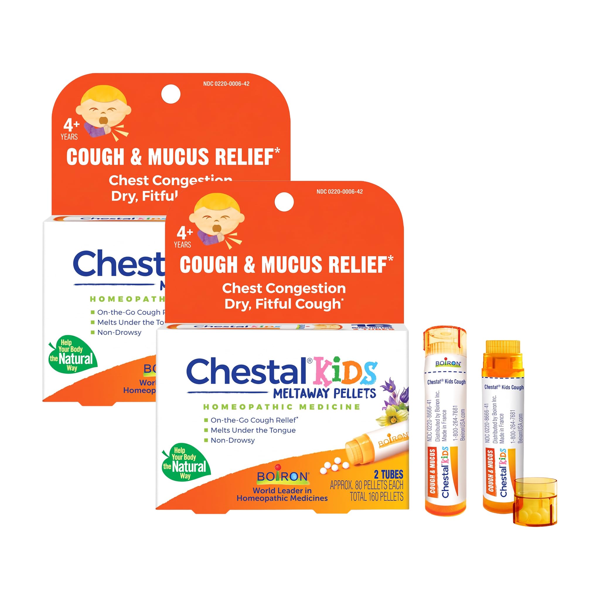 Boiron Chestal Kids Pellets for Cough and Mucus Relief, Nasal or Chest Congestion, and Sore Throat Relief - 2 Count (160 Pellets) — Amazon image 10