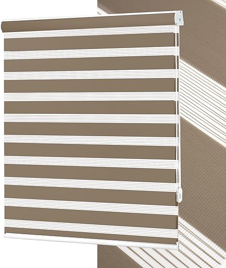 No Tools No Drill Zebra Blinds for Windows Cordless,Customizable Zebra Roller Shades, Dual Layer Blackout-Filtered Privacy Light Control Window Blinds Home Office, Easy to Install