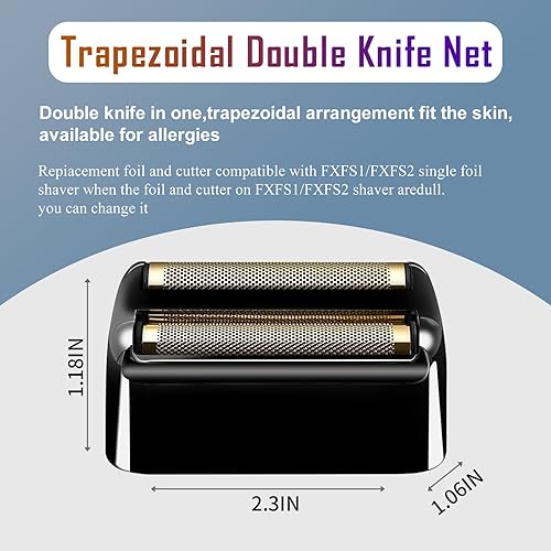 Miniatura 2 de Paquete de 2 láminas de repuesto para afeitadora y cortadores compatibles con BaBylissPRO Double FXFS2 de repuesto de lámina de metal (negro, 2