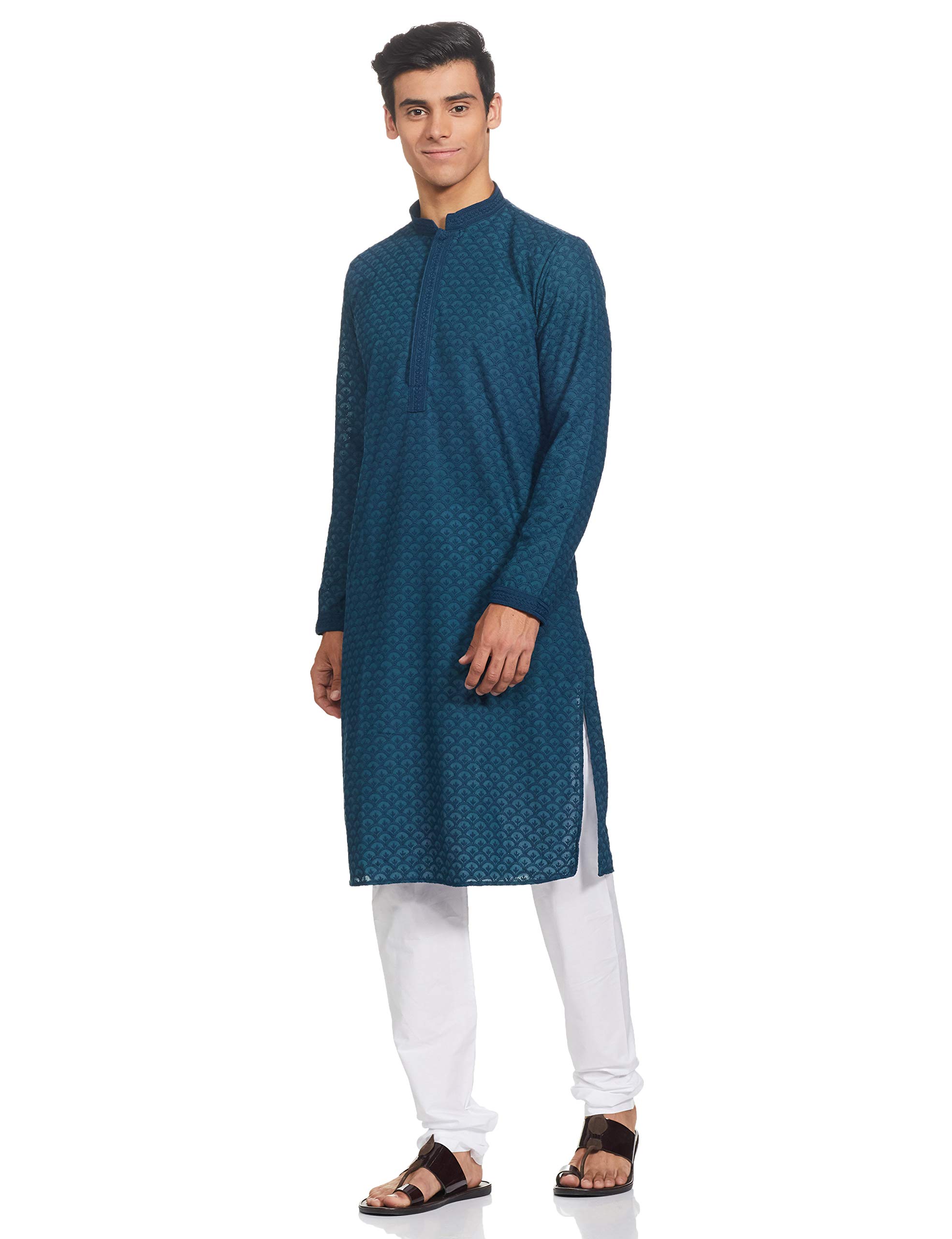 Men's Cotton Blend Chikankari Kurta Set (2pcs)-image-41
