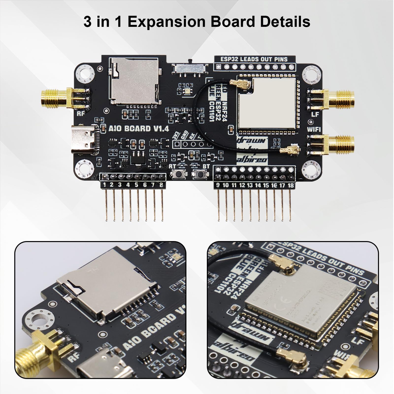 2.4G WiFi Modulo scheda di sviluppo per Flipper Zero，AYWHP Modulo CC1101 Supporto NEF Sniffer/Mousejacker