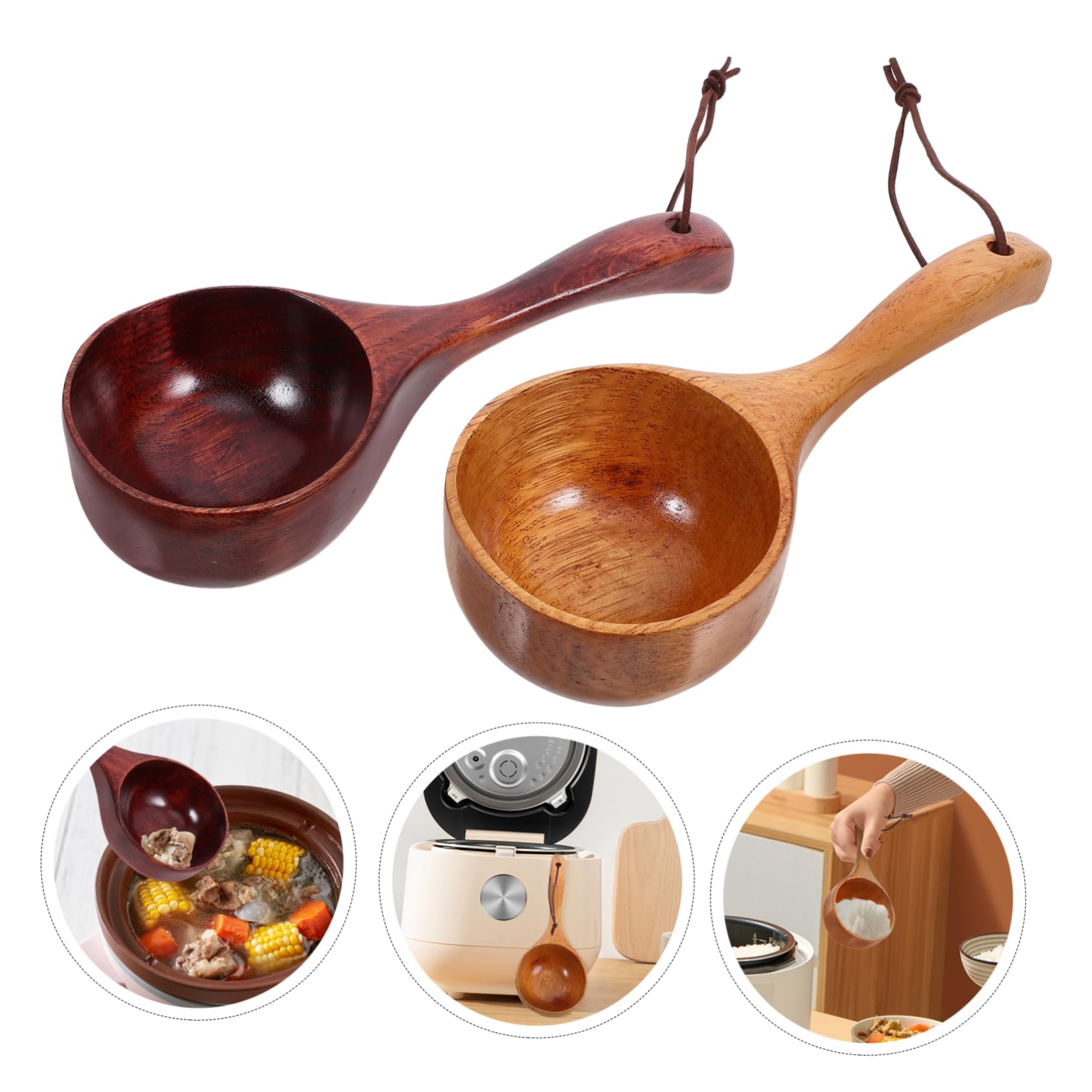 Alipis Lot De 4 Louches À Soupe En Bois Pour Riz Portables Et Robustes Pour 2 Pièces X 4