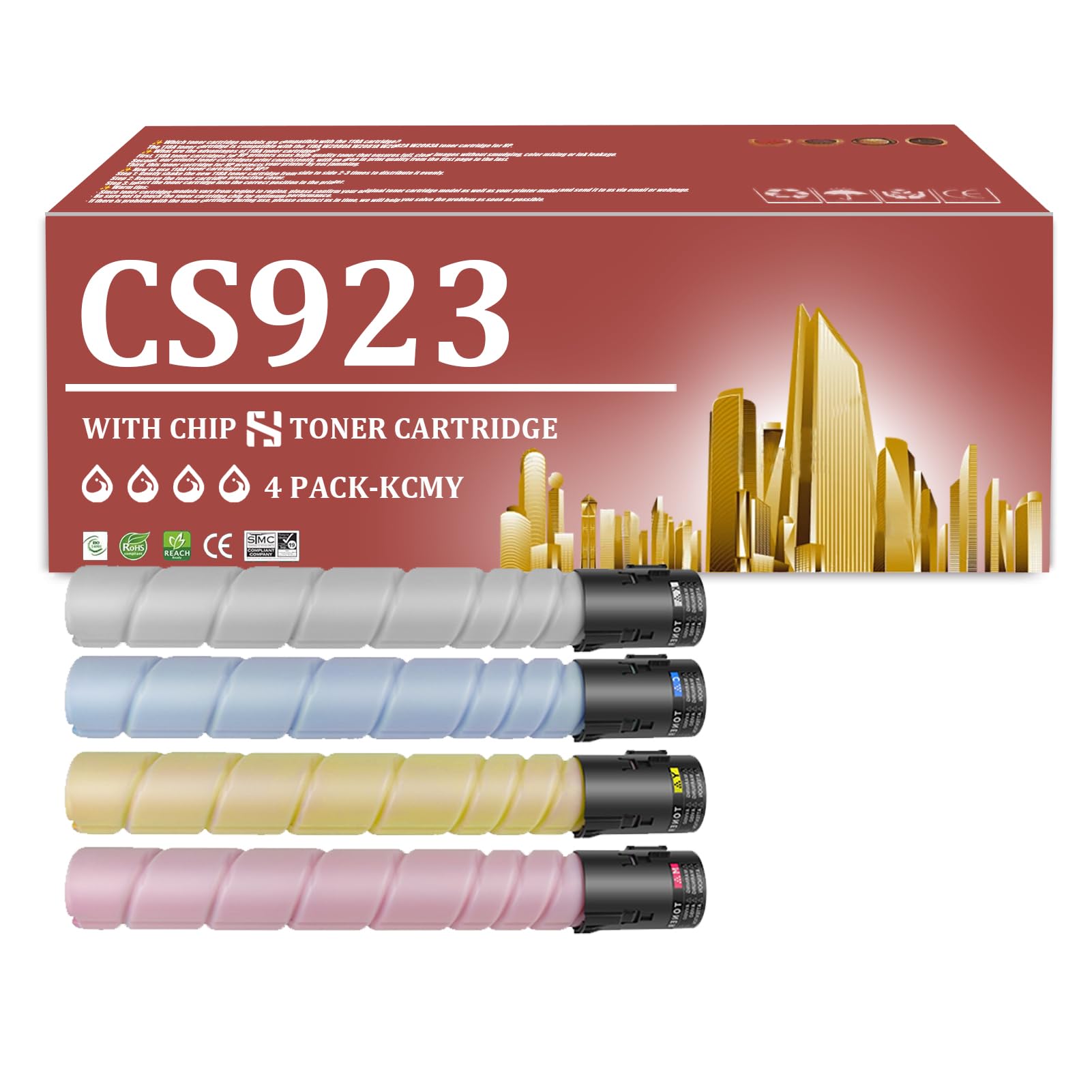 CS923 Toner Cartridges 4 Pack High Yield Replacement Cartridge for Lexmark CS923 76C0HK0 76C0HC0 76C0HM0 76C0HY0 Toner Cartridge for Lexmark CS923