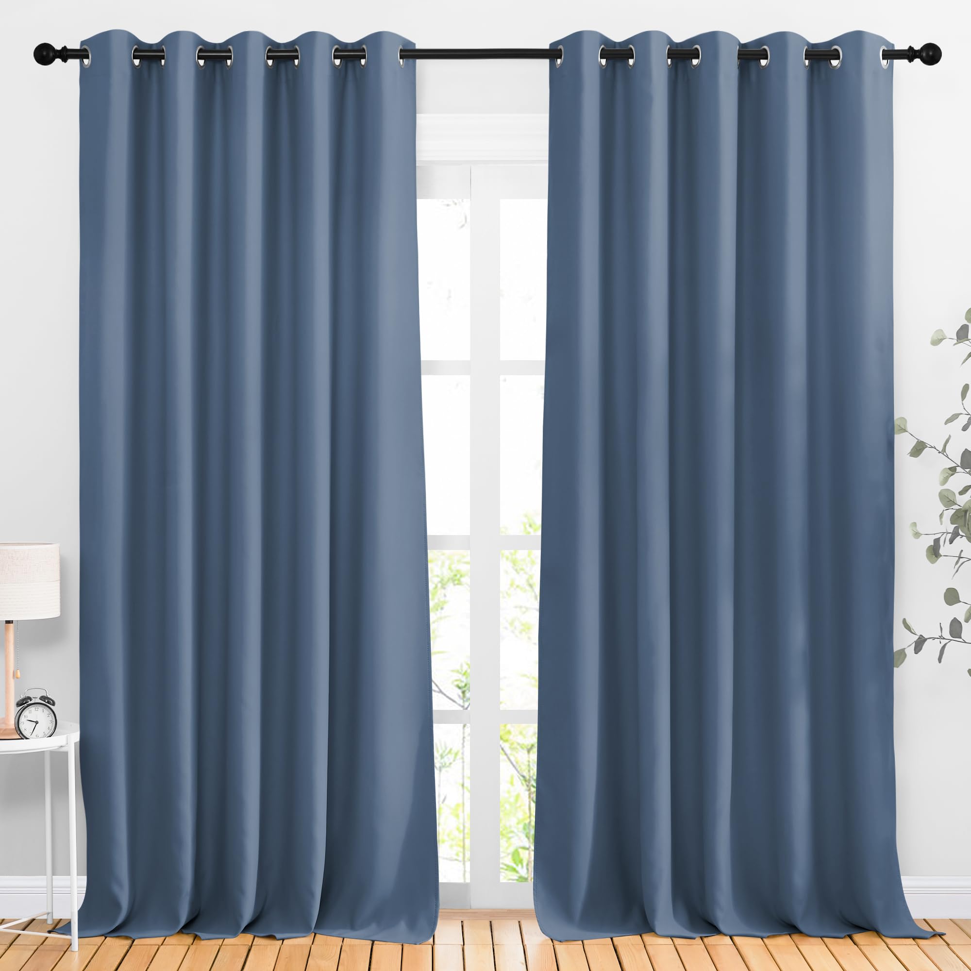 NICETOWN Blackout Living Room Curtains 102 inches Long, Grommet Thermal Window Treatments Room Divider Curtains Sound Reducing for Bedroom, W66 x L102