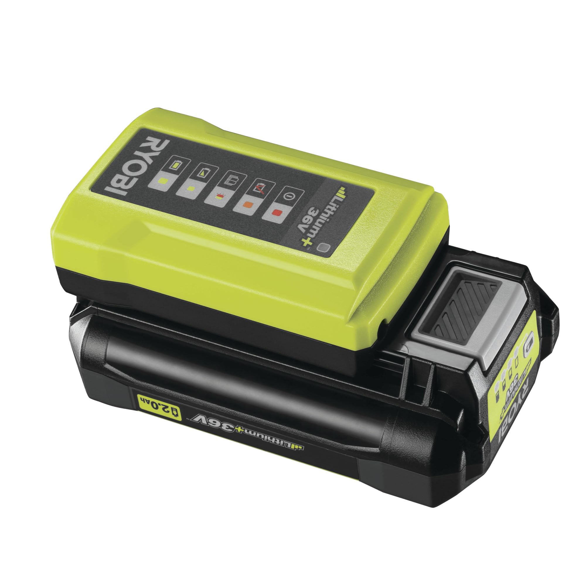 RYOBI Kit Batterie et Chargeur 36V Max Power RY36BC17A-120 – Batterie Lithium+ 2,0 Ah + Chargeur Rapide, Compatible Tondeuse, Souffleur, Taille-Haie, Tronçonneuse et Entretien du Jardin