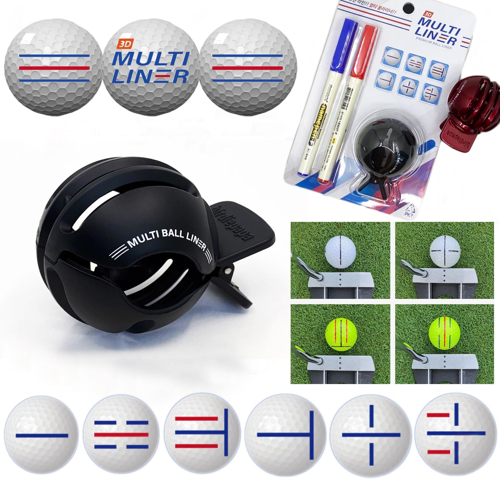 The Mujen Premium Golf Ball Liner, Golf Ball Marker, Draw 330° Various Lines Without Revolving, Golf Ball Alignment Kit for Putting, Create 7-8 DIY