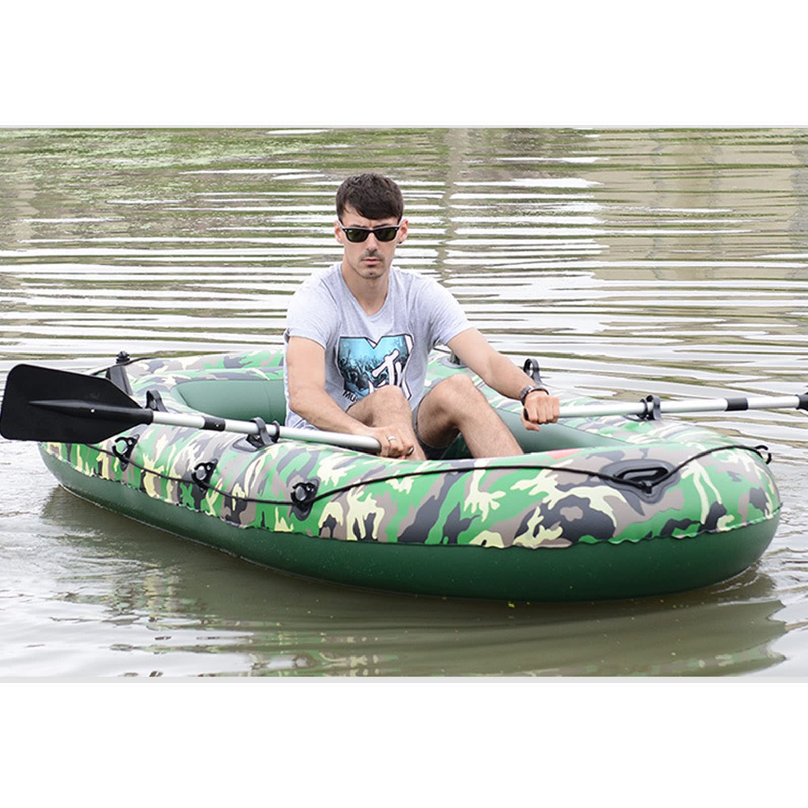 Grande Barca Gonfiabile, Gommone Portatile in PVC Addensato con Pagaia per Pompa d'Aria, Kayak Gonfiabile - Kayak da Pesca Gonfiabile Tandem per 2 Persone,Blu,272x152cm