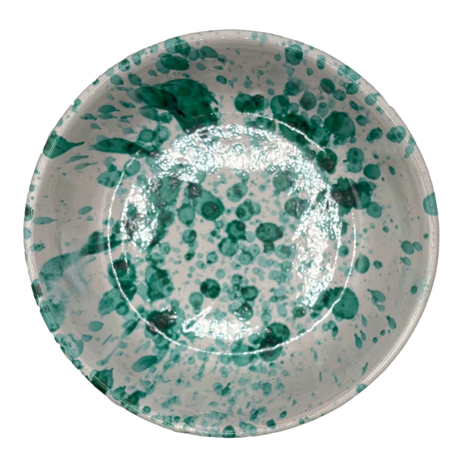 Set 6 Tegamini Tondi Verde Ramina in Ceramica Smaltata Gocciolata Cm 14.5 x h 5