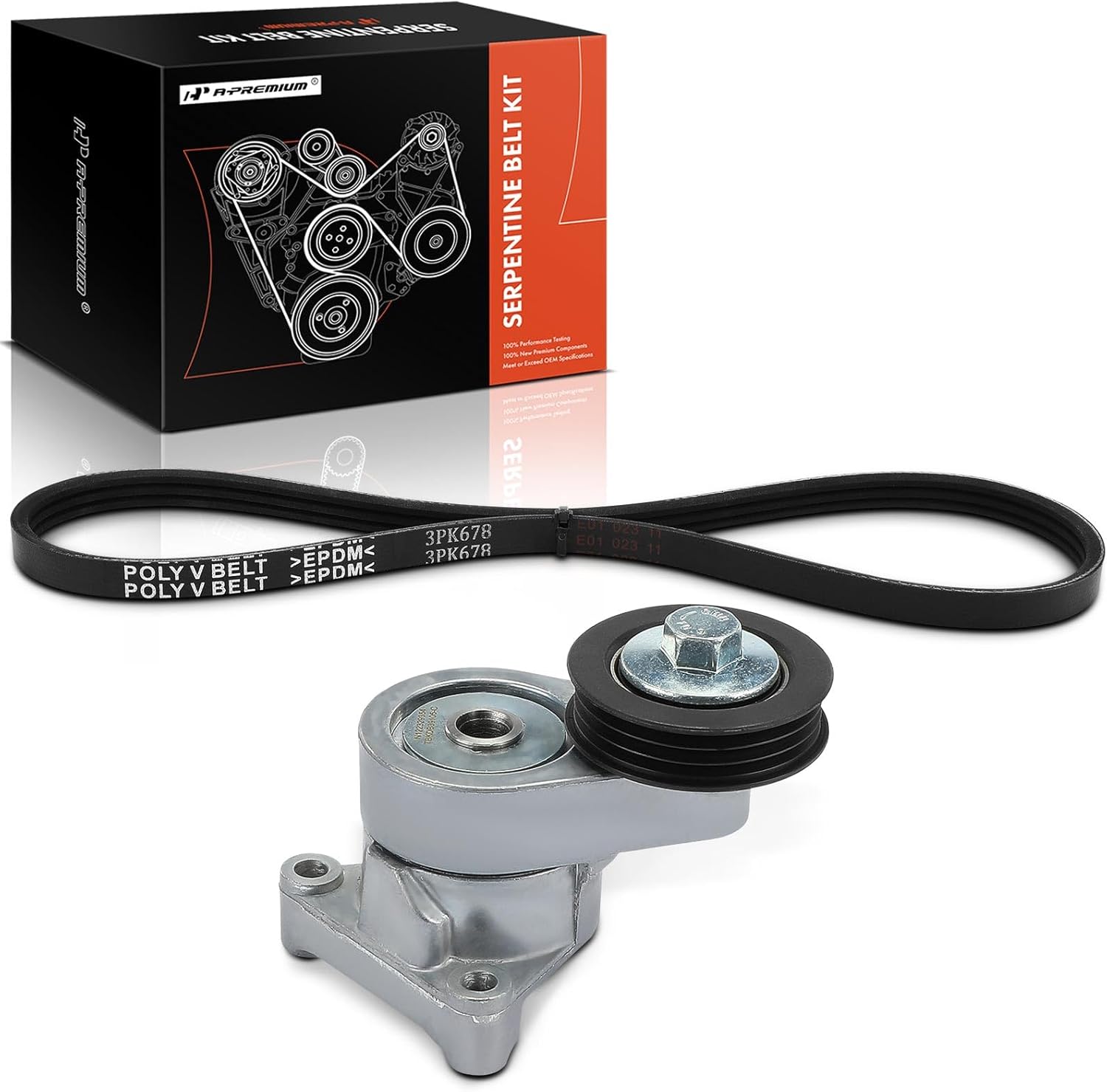 A-Premium Serpentine Drive Belt Kit with Tensioner Compatible with Mazda Cars - 6 2003 2004 2005-3.0L