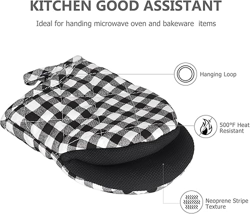 Miniatura 4 de 1 par de guantes cortos para horno, guantes de silicona para horno de cocina, resistentes al calor, 500 , mini guantes para horno con superficies de