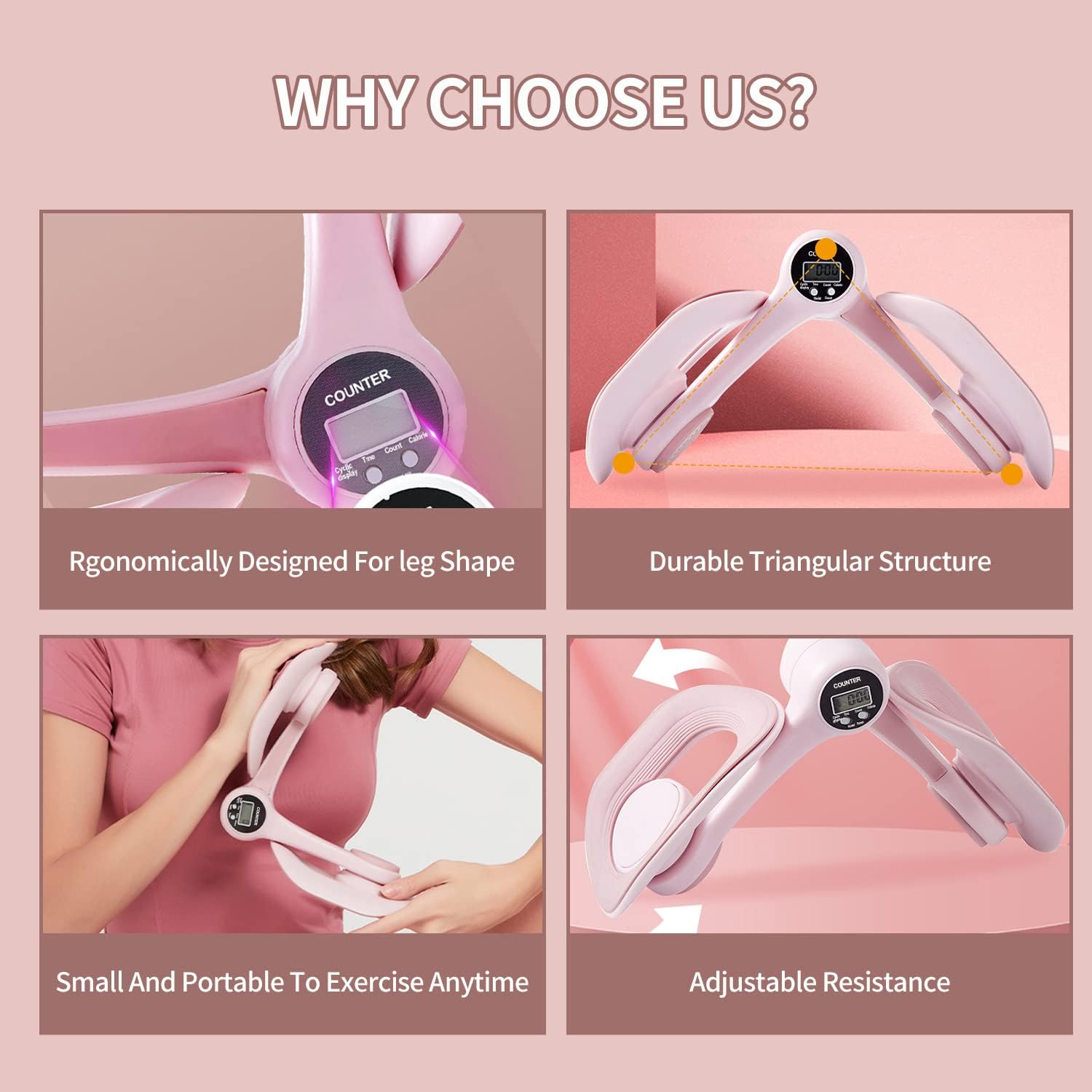 SMOOCREEK Thigh Master,Thigh Exerciser with Counter，360°Adjustable Thigh&Hip Machine, Kegel Products for Women Tightening，Inner Thigh Exercise Equipment for Women， Pelvic Floor Muscle Trainer. : Sports & Outdoors