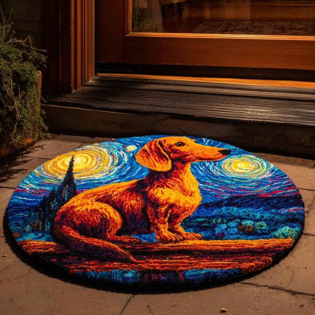 Round Latch Hook Rug Kits Dachshund For Adults And Starter 50*50Cm