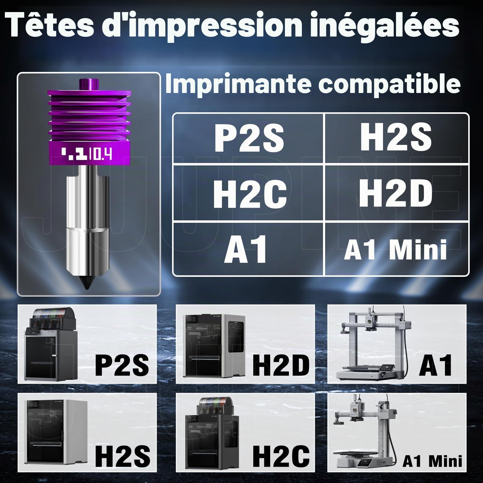 Kit hotend amélioré pour Bambu Lab P2S/H2D/H2S/A1/A1 mini (sans manchon en silicone), buses nano-revêtues de haute dureté, résistantes aux hautes températures, buses anti-adhésives pour accessoires