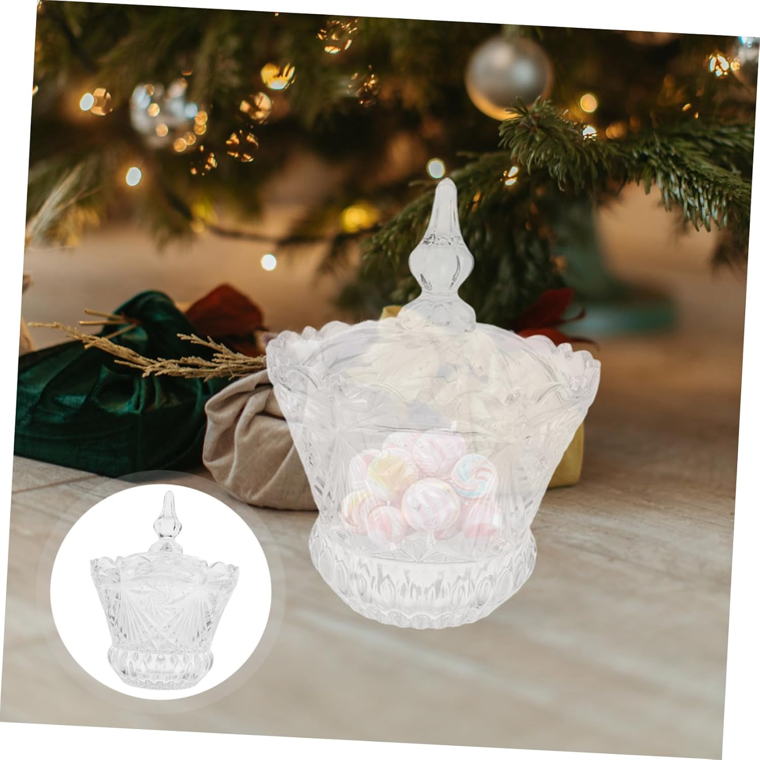Elegant Decorative Candy Bowl with Lid Versatile Glass Candy Jar for Home Kitchen Office for Storing Chocolates Nuts Snacks Clear Design for Weddings and Special Occasions