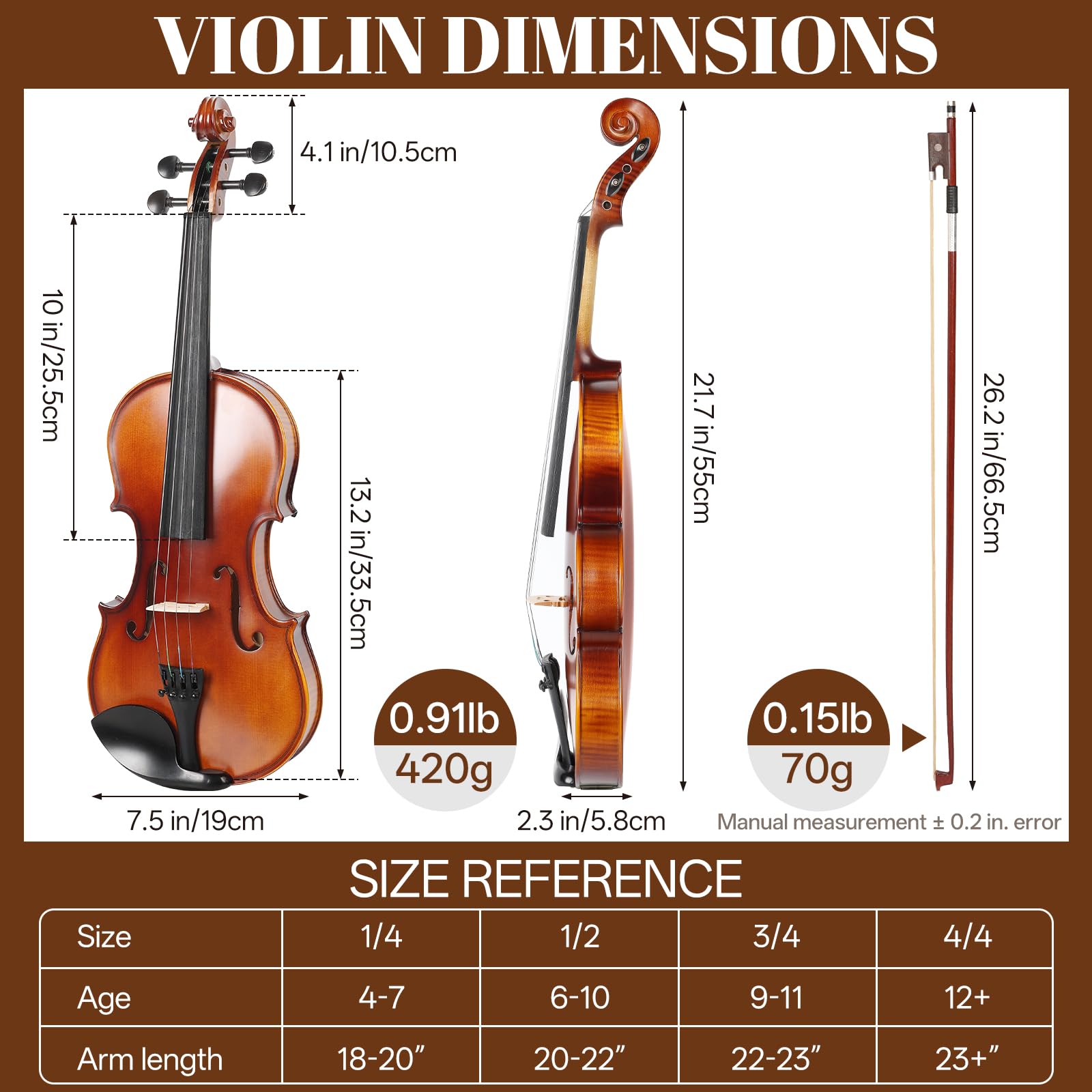 Kmise Violine 4/4 Full Size Starter Kit für Schüler Anfänger Erwachsene Tiger Flame Akustisches Geigen-Set mit Hartschalenkoffer, Bogen, Kolophonium, extra Saiten, Schulterstütze, Guide & Chart