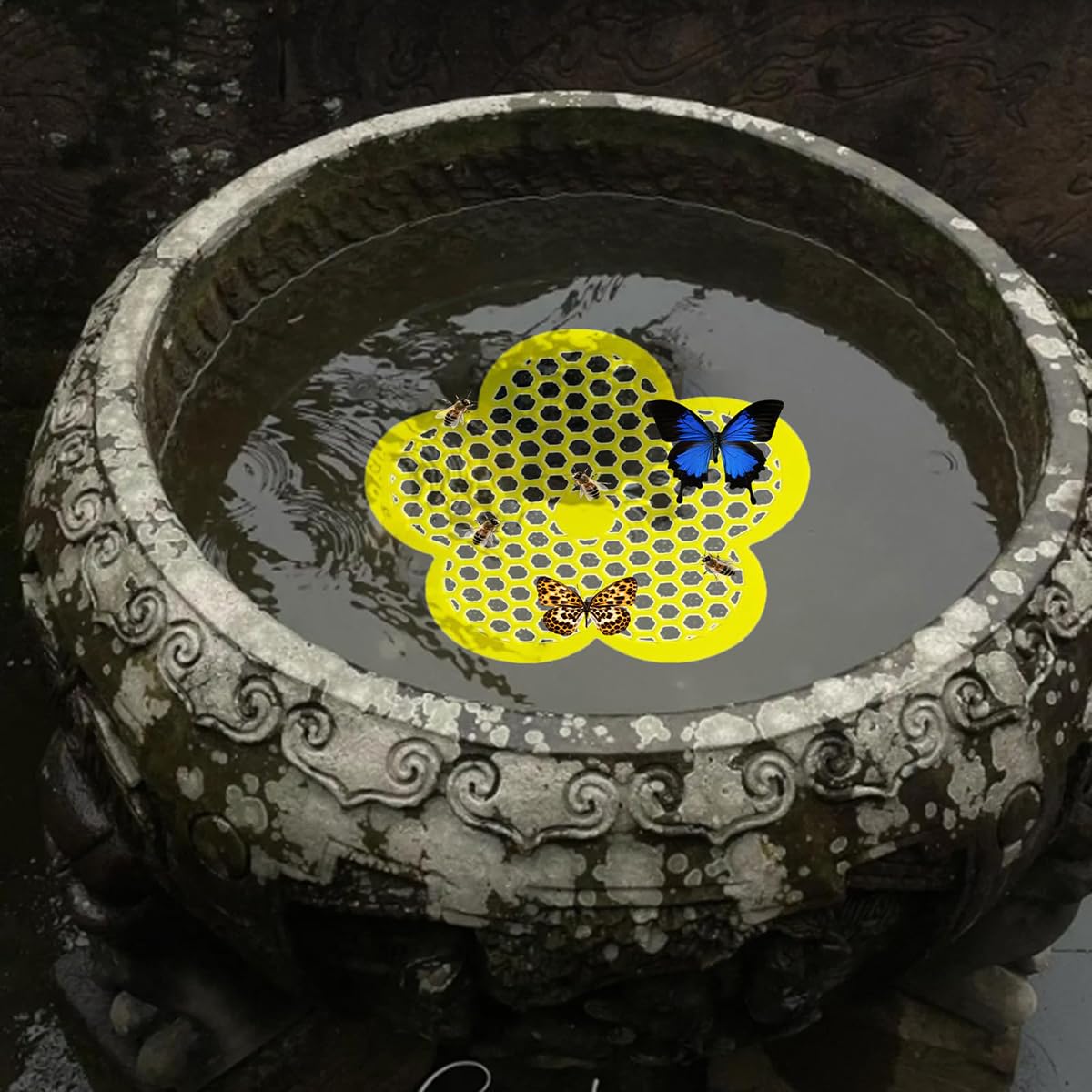 2 isolette per il nuoto delle api per uso esterno, per giardino, a forma di fiore, mangiatoia a nido d'ape, per impollinatori assetati e bagno (2 pezzi)