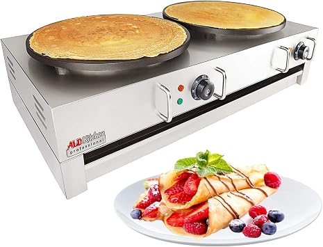 ALDKitchen Crepe Maker Commercial | Electric Pancake Maker | Nonstick 16 Plate | 110V Double