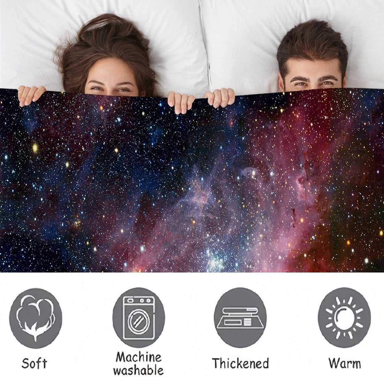 Space Throw Blanket, Galaxy Universe Star Fleece Blanket for Sofa Couch Chairs, 80 x 58 Inch, Colorful - Image 7