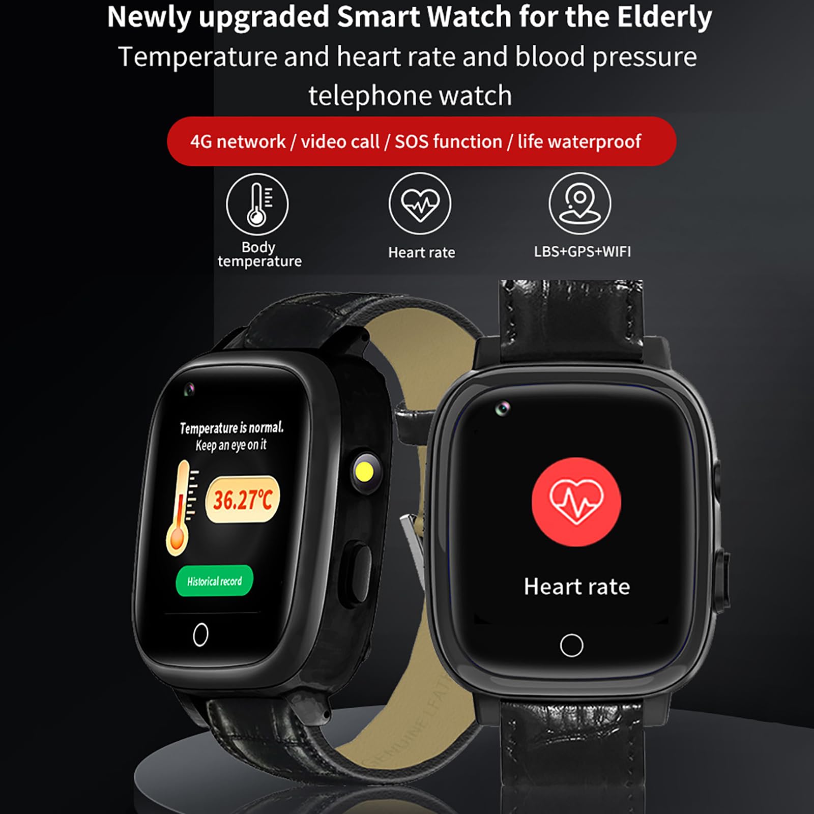 Starszy inteligentny zegarek do wykrywania upadku dla seniorów, pozycjonowanie GPS, urządzenia ostrzegające o upadku, 4G SOS, rozmowa telefoniczna, pulsometr, na demencję, chorobę Alzheimera