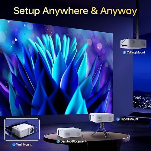 Miniatura 7 de Proyector con WiFi y Bluetooth, Native 1080P Upgrade 240 ANSI KSAN Proyector portátil, mini proyector de películas para uso al aire libre, proyector