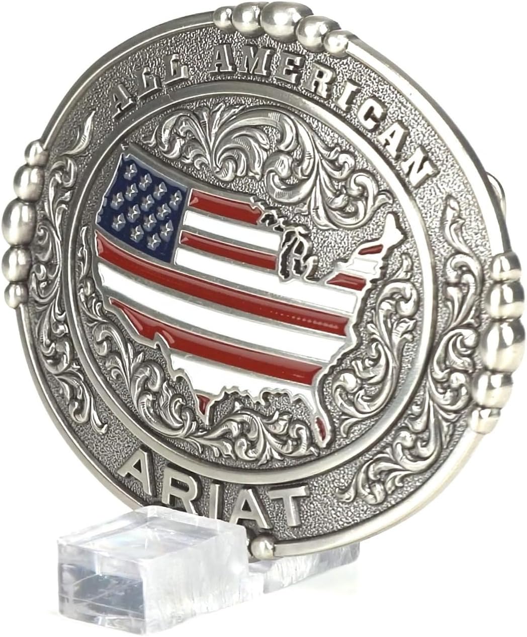 ARIAT Men's All American Belt Buckle, Silver
