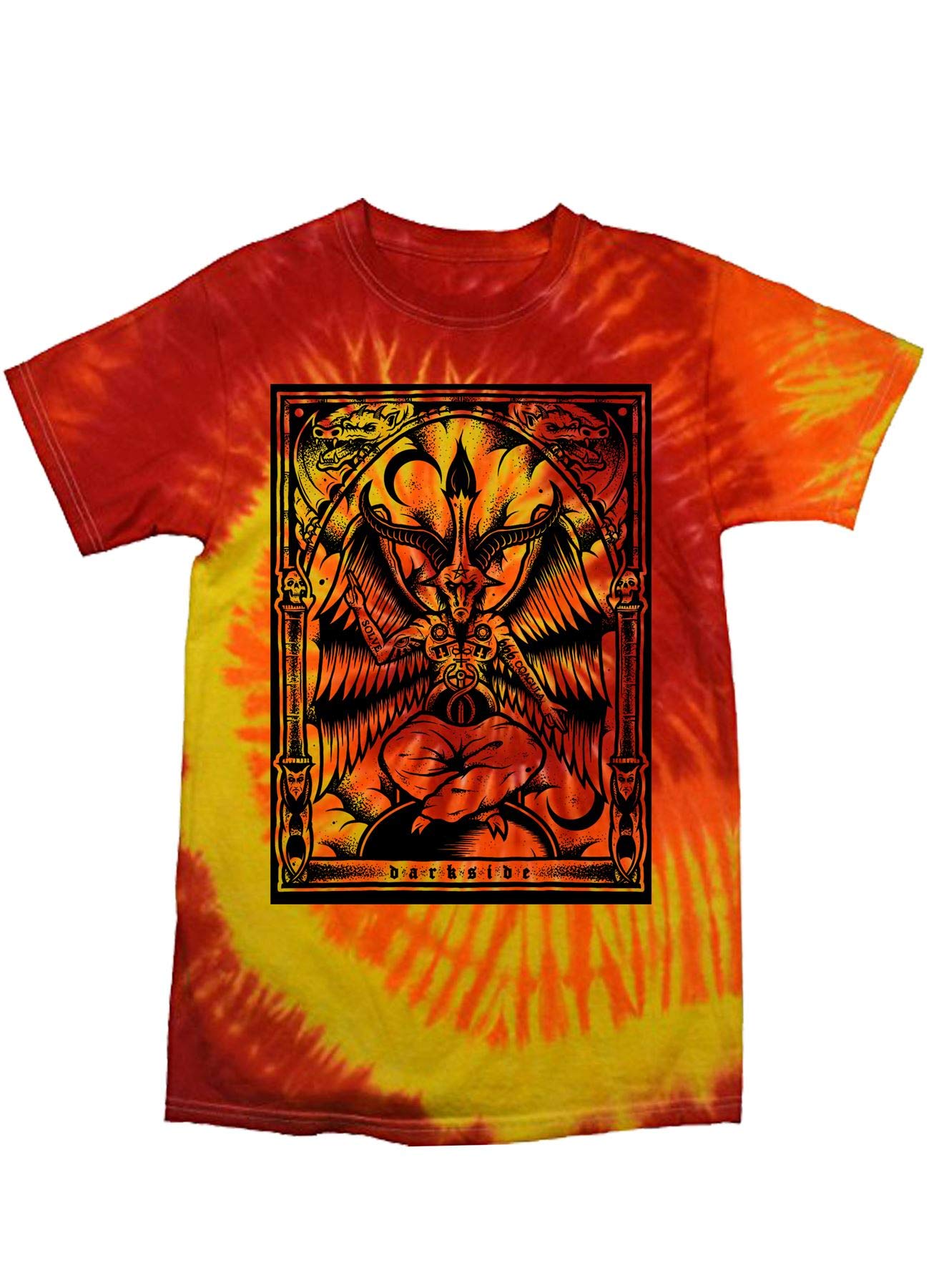 Darkside Baphomet Red and Orange Occult Tie Dye Large