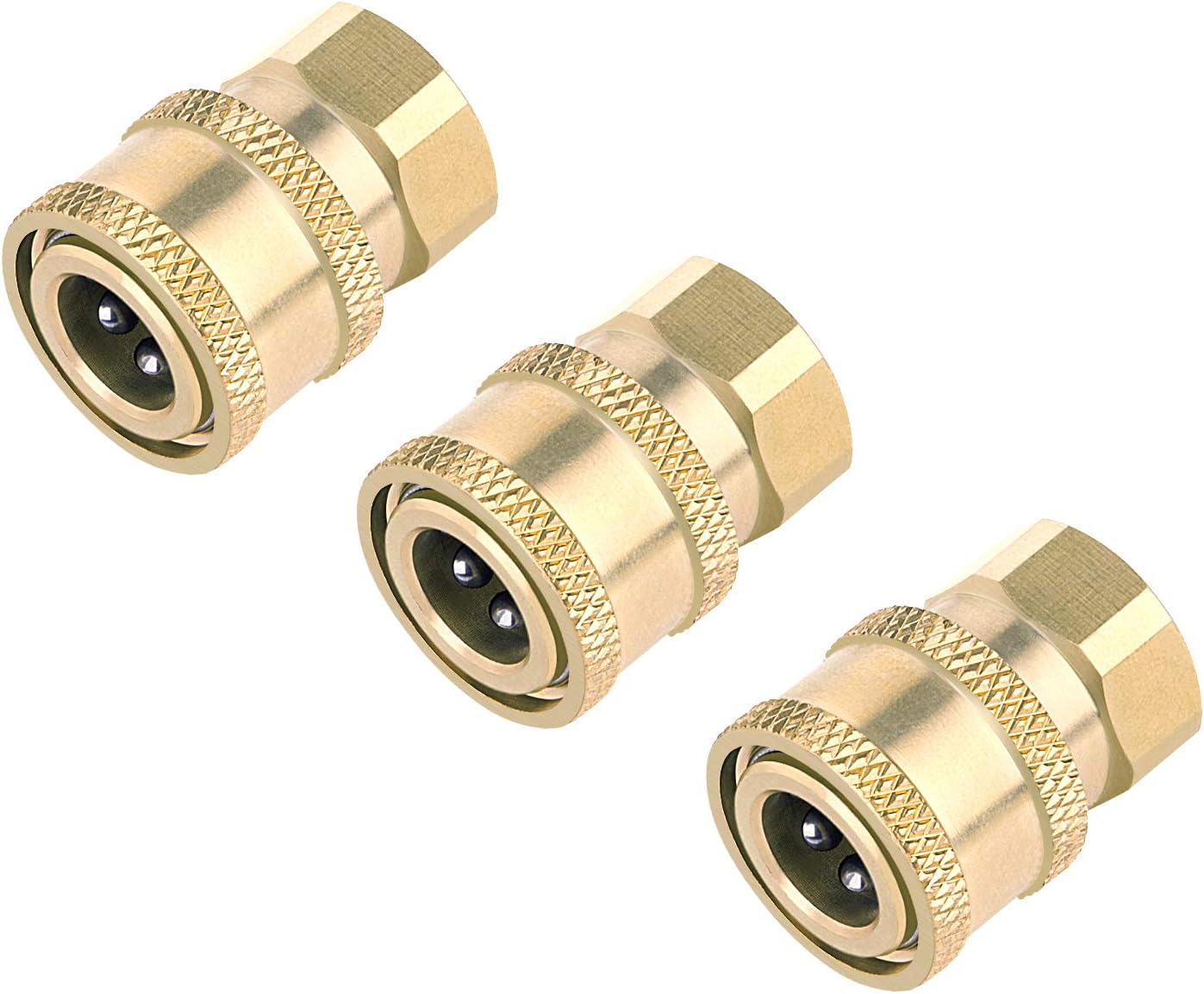 Awpeye 3 Pack Pressure Washer Coupler, Brass Fittings, 1/4 Inch Quick Connect to Female NPT