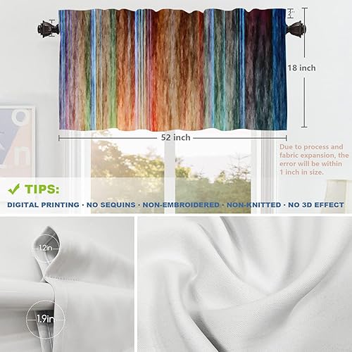 Miniatura 5 de Shrahala Cenefas de cocina de lona de caligrafía azul, pintura al óleo abstracta de China, cortina de media ventana, tratamiento de ventana de