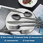 Black Silverware Set, | 40 Pieces Stainless Steel Flatware Utensils, Cutlery Set Service for 8 Including Fork Spoon and Knife, Dishwasher Safe