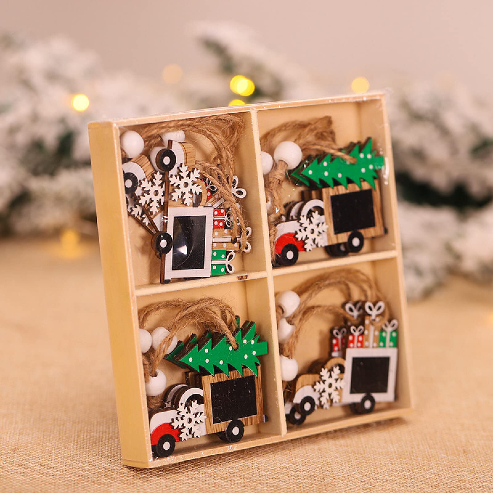 Décoration de Noël pour la maison ornements nobles en bois peints à la main
