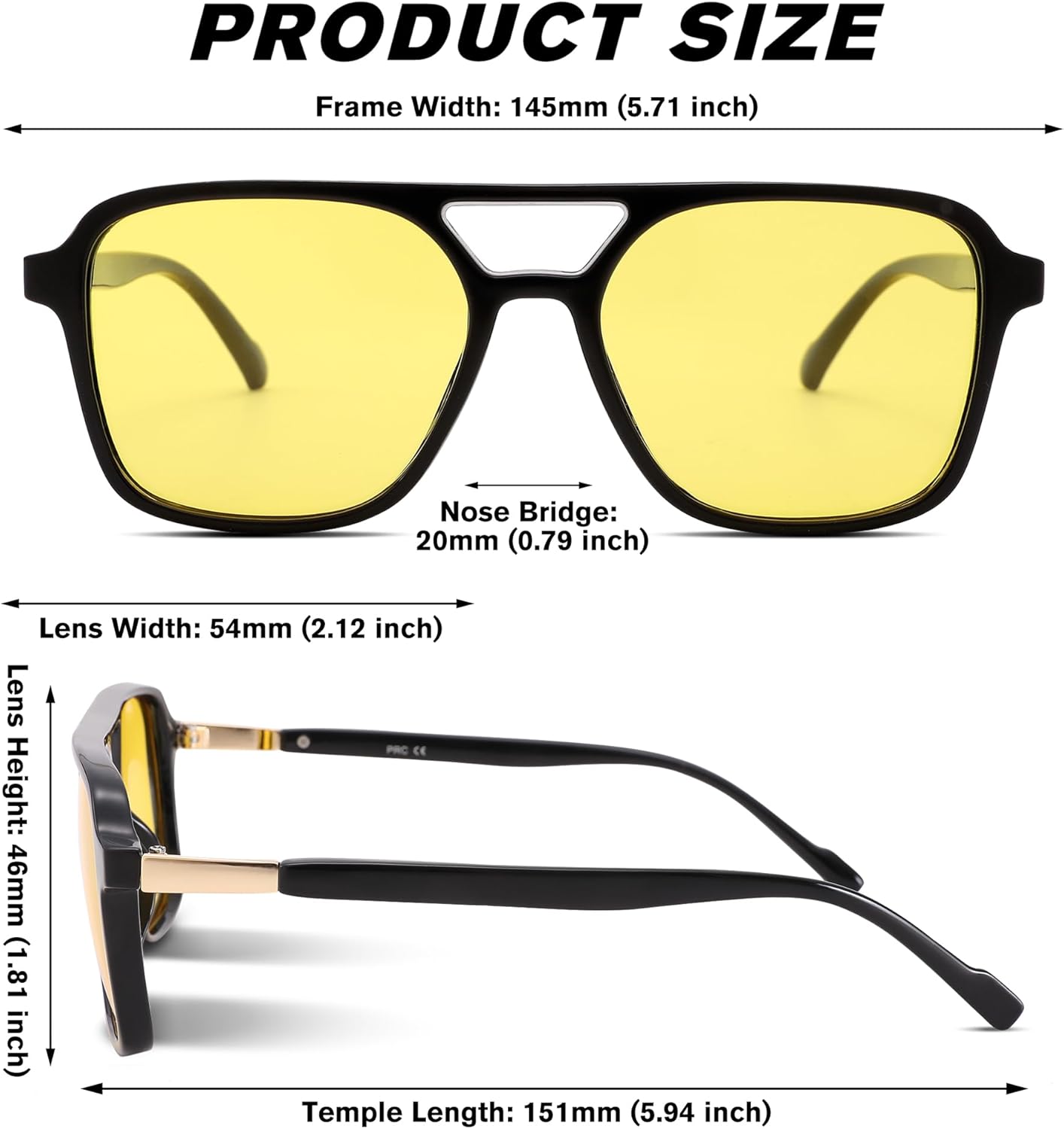 Hycredi Retro Aviator Sunglasses for Women Men, Trendy Square Sun Glasses, Vintage Rectangle Womens Shades - Image 4