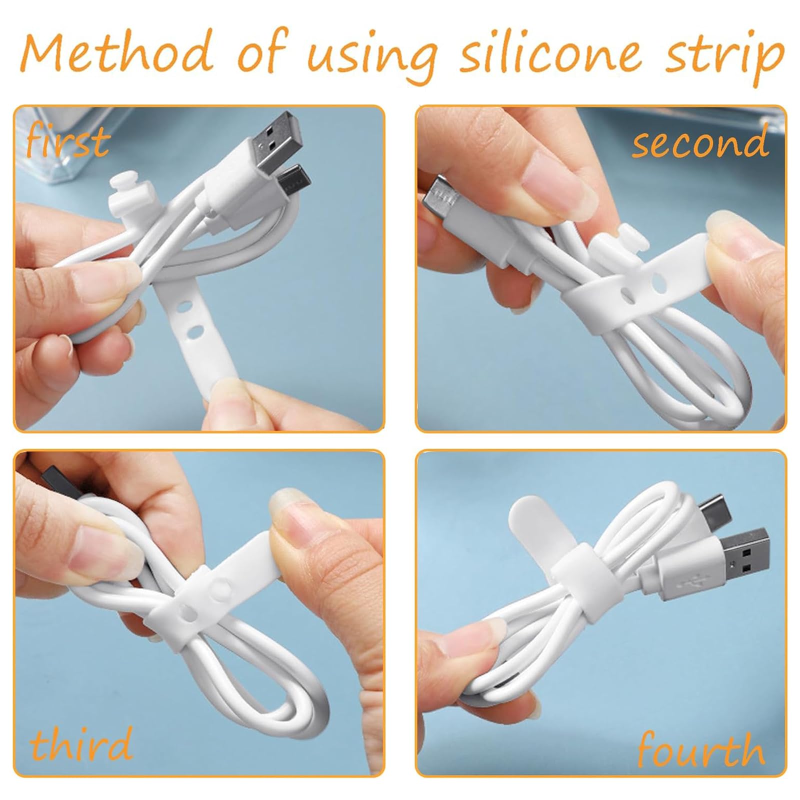 Organizador De Cables Con Tapa - 8 Compartimentos, 10 Bridas, Transparente, Para Escritorio