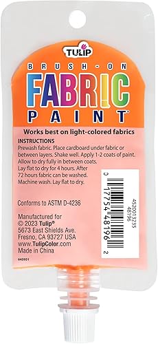 Miniatura 2 de TULIP Brush-On Fabric Paint, Orange 2.7 fl oz Pouch, Dries Soft and Permanent