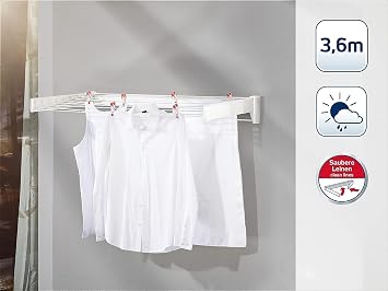 Leifheit Telegant 36 Protect Plus Wall Dryer, Retractable, Space-Saving Wall Dryer, Laundry Drying Hanger for Wall, Towel Bar Included