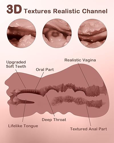 Miniatura 9 de CYFGZK - Masturbador masculino 3 en 1 de bolsillo con vibrador de bala, muñeca sexual CYFGZK para adultos, mamada masculina con textura realista 3D,