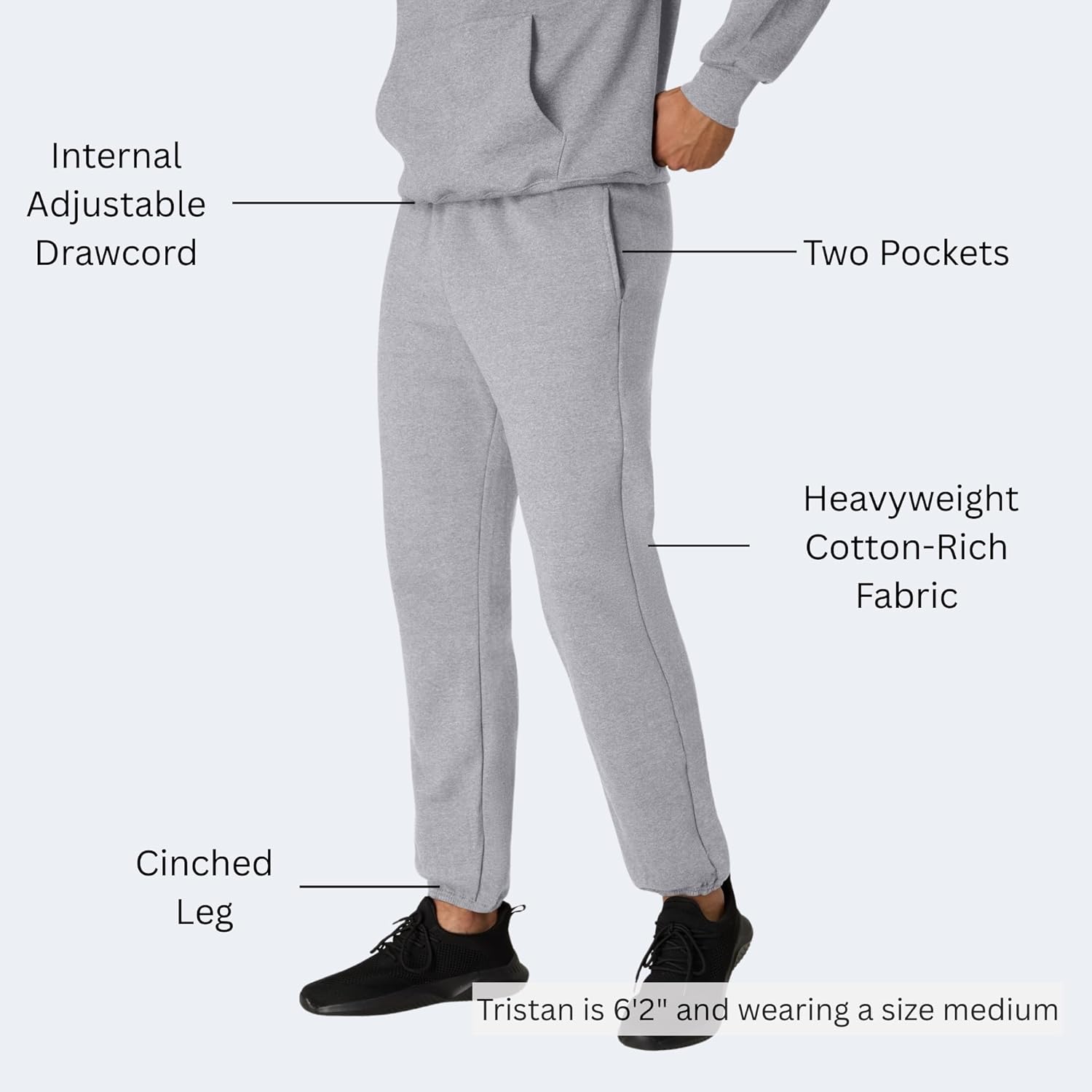 Hanes Men's Sweatpants, Ultimate Cotton Fleece Sweatpants, Joggers with Pockets for Men - Image 3