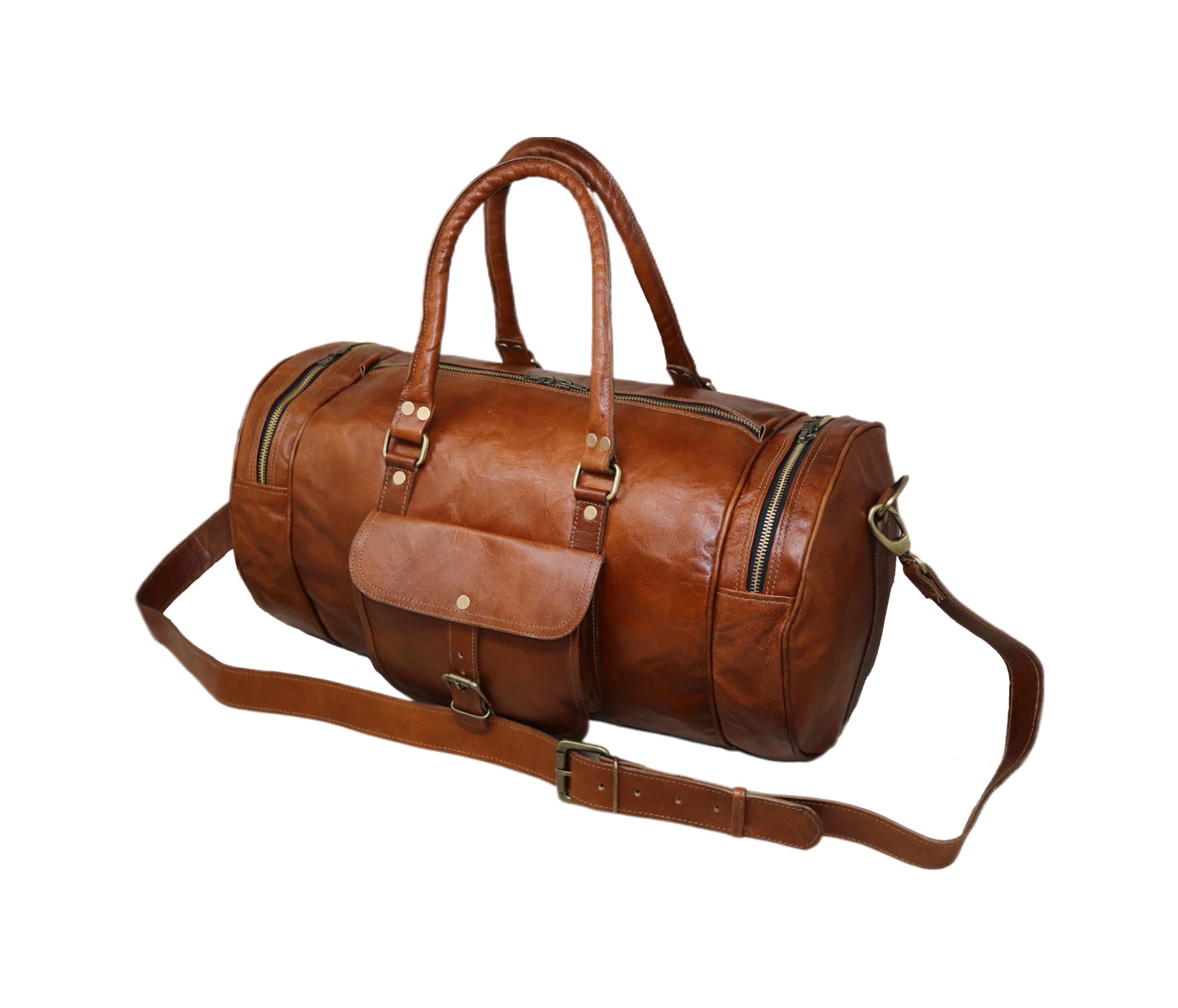 Jaald 56 cm Maleta Equipaje Viaje Mano Cuero Genuino Grande para Hombre y Mujer Fitness Fin de Semana Cabina Carry-on Vendimia Impermeable Regalo Cuero Duffle Gimnasio Bolsa