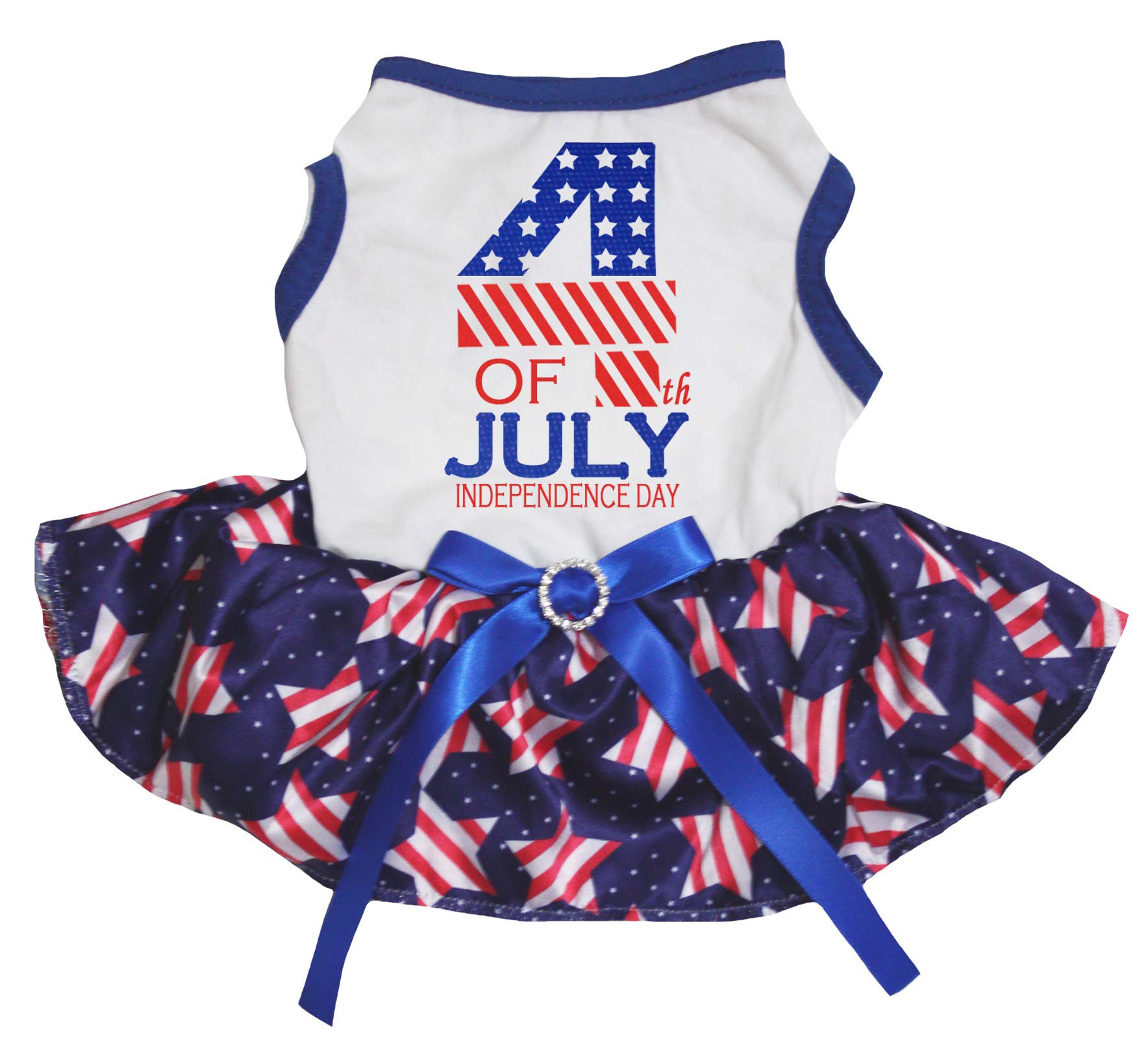 Robe pour chien 4th of July vêtement estival étoiles et rayures blanches taille L