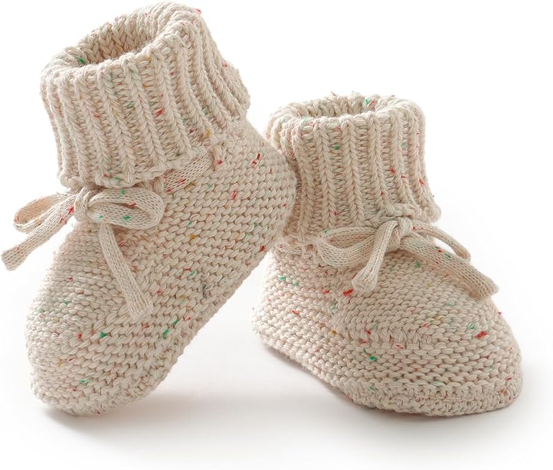 Baby Booties Newborn Babe First Walkers Non-Slip Stay On Boots Crib Shoes Sock Warm Knit Booties for Infant Boy Girl